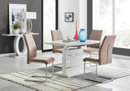 Furniturebox Renato 120Cm High Gloss Extending Dining Table And 4 Cappuccino Lorenzo Chairs - thumbnail 1