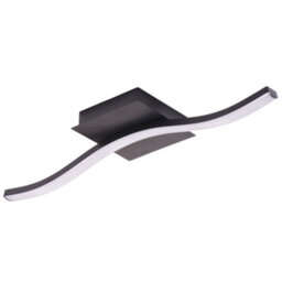 Happy Homewares Contemporary Designer Single Wavy Strip Led Ceiling Light Fitting In Matte Black