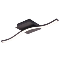 Happy Homewares Contemporary Designer Single Wavy Strip Led Ceiling Light Fitting In Matte Black - thumbnail 2