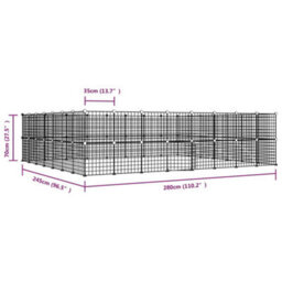Walplus 60-Panel Pet Cage With Door Black 35X35 Cm Steel - thumbnail 4