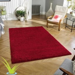 STALWART Modern Shaggy Rug - 5Cm Thick Pile Soft Touch Washable Area Rugs Carpet (Red, 80X150Cm) - thumbnail 1