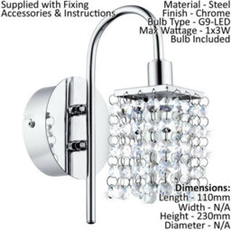 Stylish Low Ceiling Light With Matching Chrome And Crystal Wall Lights For Bathrooms - thumbnail 3