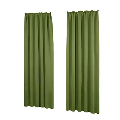 Deconovo Thermal Insulated Curtains Blackout Curtains Super Soft Pencil Pleat Curtains For Living Room W55 X L69 Inch Green 1 Pair