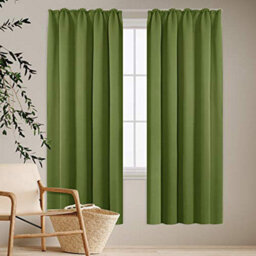 Deconovo Thermal Insulated Curtains Blackout Curtains Super Soft Pencil Pleat Curtains For Living Room W55 X L69 Inch Green 1 Pair - thumbnail 3