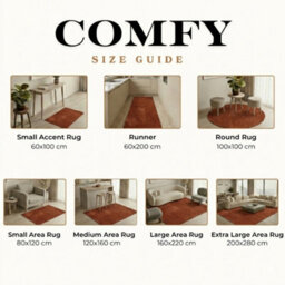 Comfy Washable Low Pile Living Room Area Rug - Anti-Slip Felt Backing Terracotta 50Cm X 80Cm - thumbnail 5
