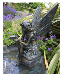 Primrose Fairy On A Clam Shell Mains Powered Garden Patio Outdoor Water Feature Fountain H78Cm - thumbnail 3