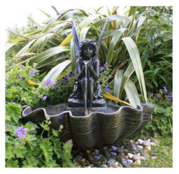 Primrose Fairy On A Clam Shell Mains Powered Garden Patio Outdoor Water Feature Fountain H78Cm - thumbnail 2