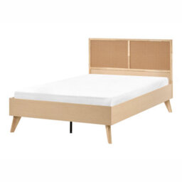Beliani Bed Pe Rattan Monpazier 120 X 200 Cm (Eu Small Double) Light Brown - thumbnail 1
