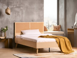 Beliani Bed Pe Rattan Monpazier 120 X 200 Cm (Eu Small Double) Light Brown - thumbnail 2