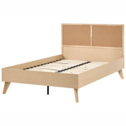 Beliani Bed Pe Rattan Monpazier 120 X 200 Cm (Eu Small Double) Light Brown - thumbnail 4