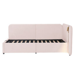 Single L-Shaped Upholstered Daybed With Storage, Hydraulic Lift, Usb And Reading Light - thumbnail 9