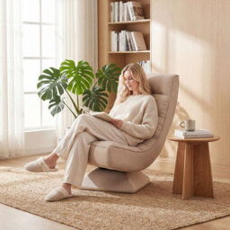 Gainoom 4-Position Adjustable Floor Chair Padded Lounge Chair With Swivel Base - thumbnail 3