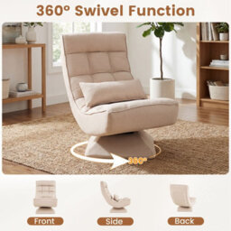 Gainoom 4-Position Adjustable Floor Chair Padded Lounge Chair With Swivel Base - thumbnail 7
