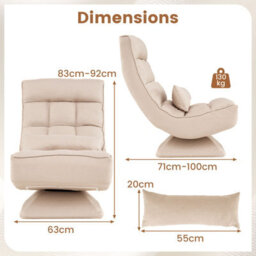 Gainoom 4-Position Adjustable Floor Chair Padded Lounge Chair With Swivel Base - thumbnail 2