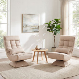 Gainoom 4-Position Adjustable Floor Chair Padded Lounge Chair With Swivel Base - thumbnail 4