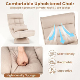Gainoom 4-Position Adjustable Floor Chair Padded Lounge Chair With Swivel Base - thumbnail 6