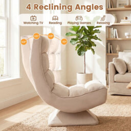 Gainoom 4-Position Adjustable Floor Chair Padded Lounge Chair With Swivel Base - thumbnail 5