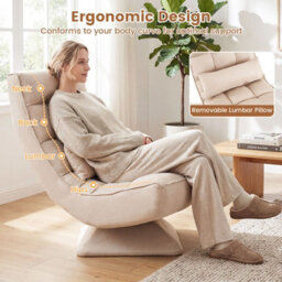 Gainoom 4-Position Adjustable Floor Chair Padded Lounge Chair With Swivel Base - thumbnail 9