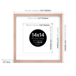 "14X14"" Bronze Picture Frame - 14X14"" Square Frame With 12X12"" Mount For 14X14""/12X12"" Pictures Art Deco Style Room Decor, 1 Pack" - thumbnail 2