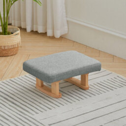 Living And Home Grey Linen Upholstered Footstool With Wooden Legs - thumbnail 2