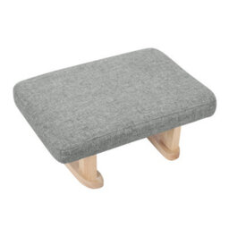 Living And Home Grey Linen Upholstered Footstool With Wooden Legs - thumbnail 3