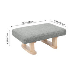 Living And Home Grey Linen Upholstered Footstool With Wooden Legs - thumbnail 6