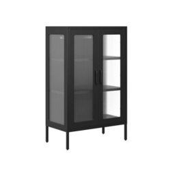 Wyld Haus Barla Black Steel Cabinet With 2 Reeded Glass Doors - thumbnail 4