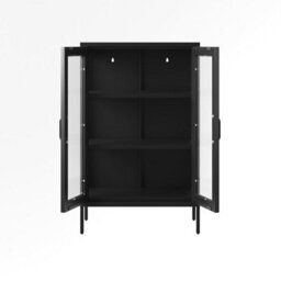 Wyld Haus Barla Black Steel Cabinet With 2 Reeded Glass Doors - thumbnail 2