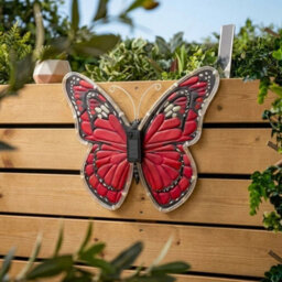 Garden Greatness Scarlet Solar Butterfly Garden Wall Art Light - thumbnail 2