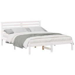 Berkfield Modern With Headboard White 140 X 200 Cm Solid Pine Wood - thumbnail 3