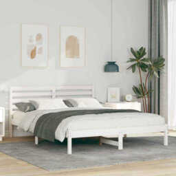 Berkfield Modern With Headboard White 140 X 200 Cm Solid Pine Wood - thumbnail 2