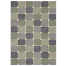 Modern Easy To Clean Chequered Geometric Green Rug For Dining Room-200Cm X 285Cm - thumbnail 7