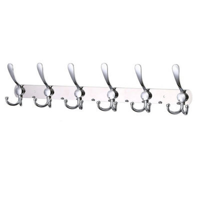 Silver 6 Tri Hooks Stainless Steel Coat Rack Wall Mounted 6 Tri Hooks - image 1