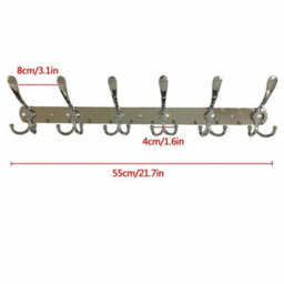 Silver 6 Tri Hooks Stainless Steel Coat Rack Wall Mounted 6 Tri Hooks - thumbnail 2