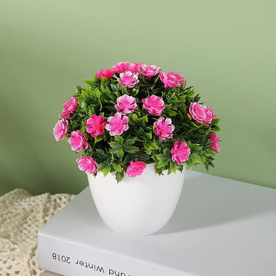 Artificial Potted Flowers Fake False Plant Outdoor Garden Home In Pot Decor Uk Pink - image 1