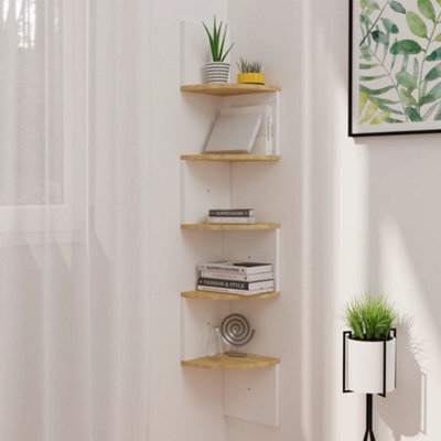 Berkfield Wall Corner Shelf White And Sonoma Oak 19X19X123 Cm Engineered Wood - image 1