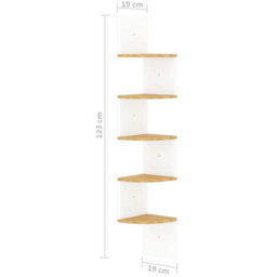Berkfield Wall Corner Shelf White And Sonoma Oak 19X19X123 Cm Engineered Wood - thumbnail 7