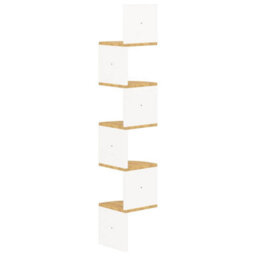 Berkfield Wall Corner Shelf White And Sonoma Oak 19X19X123 Cm Engineered Wood - thumbnail 3