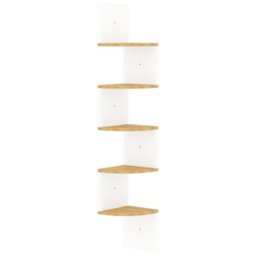 Berkfield Wall Corner Shelf White And Sonoma Oak 19X19X123 Cm Engineered Wood - thumbnail 2