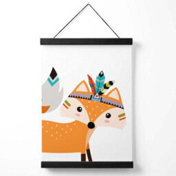 Artze Wall Art Peeking Orange Fox Tribal Animal Art Print With Black Frame Size: A4 - thumbnail 1