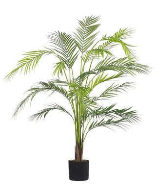 Beliani Areca Palm Artificial 124 Cm Green And Black With Cement Base - Indoor Fake Plant - image 1