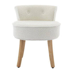 Living And Home Teddy Fleece Dressing Table Stool With Solid Wood Legs W 490 X D 490 X H 620 mm - thumbnail 2