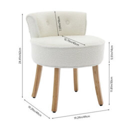 Living And Home Teddy Fleece Dressing Table Stool With Solid Wood Legs W 490 X D 490 X H 620 mm - thumbnail 5