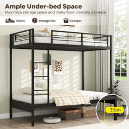 Convertible Couch And Bed With Ladder & Safety Guardrails Black - thumbnail 3