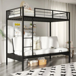 Convertible Couch And Bed With Ladder & Safety Guardrails Black - thumbnail 5