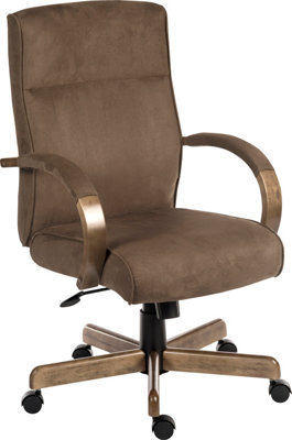 Teknik Glencoe Executive Chair In A Soft Brown Microfibre Finish And Stylish Driftwood Arm And Base - image 1