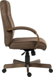 Teknik Glencoe Executive Chair In A Soft Brown Microfibre Finish And Stylish Driftwood Arm And Base - thumbnail 3