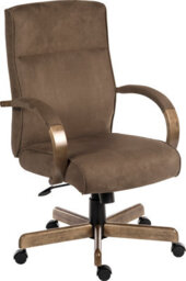 Teknik Glencoe Executive Chair In A Soft Brown Microfibre Finish And Stylish Driftwood Arm And Base - thumbnail 1