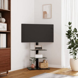 Walplus Corner Tv Stand 3-Tiers For 32-65 Inch Black