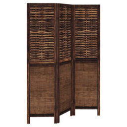 Vidaxl Room Divider 3 Panels Dark Brown Solid Wood Paulownia - thumbnail 2